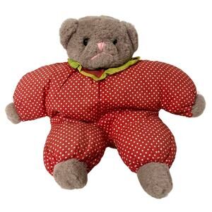 Vintage 90s Plush Bear Toy Stuffed Animal 1991 PMI International Toys Red 10”